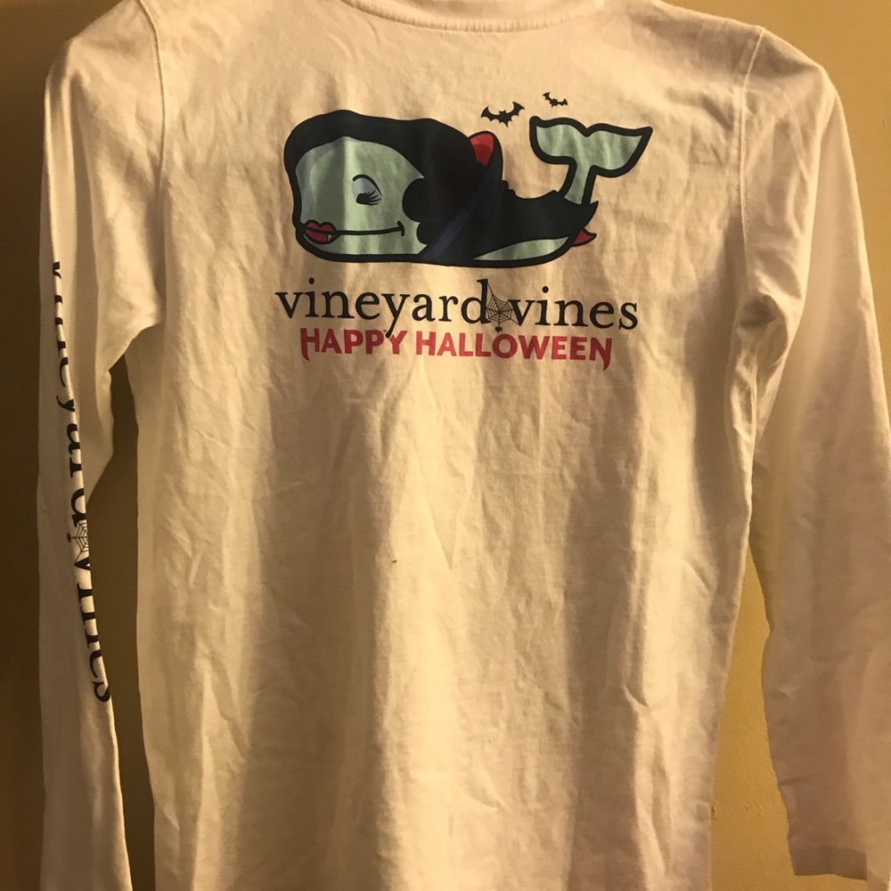 Vineyard Vines preowned Boys white large (14) Halloween long sleeve tee shirt